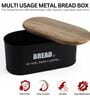 Ardura Black Metal Bread Box with Wooden Lid