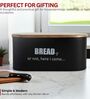Ardura Black Metal Bread Box with Wooden Lid