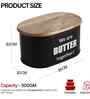 Ardura Black Metal Butter Box with Wooden Lid