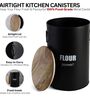 Ardura Black Metal Flour Container with Wooden Lid