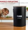 Ardura Black Metal Flour Container with Wooden Lid