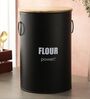 Ardura Black Metal Flour Container with Wooden Lid