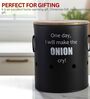 Ardura Black Metal Onion Container with Wooden Lid