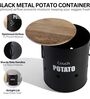 Ardura Black Metal Potato Container with Wooden Lid