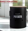 Ardura Black Metal Potato Container with Wooden Lid