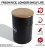 Ardura Black Metal Rice Container with Wooden Lid