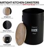 Ardura Black Metal Rice Container with Wooden Lid