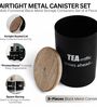 Ardura Black Metal Storage Containers with Wooden Lids Set of 8