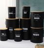 Ardura Black Metal Storage Containers with Wooden Lids Set of 8
