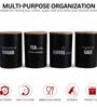 Ardura Black Metal Tea Sugar Coffee and Salt Containers with Wooden Lids Set of 4