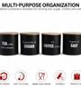 Ardura Black Metal Tea Sugar Coffee and Salt Small Containers with Wooden Lids Set of 4