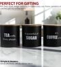 Ardura Black Metal Tea Sugar Coffee Small Containers with Wooden Lids Set of 3