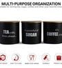 Ardura Black Metal Tea Sugar Coffee Small Containers with Wooden Lids Set of 3