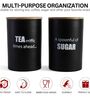 Ardura Black Metal Tea Sugar Containers with Wooden Lids Set of 2