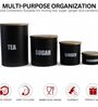 Ardura Black Metal Tea Sugar Ginger and Cardamom Containers with Wooden Lids Set of 4