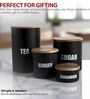 Ardura Black Metal Tea Sugar Ginger and Cardamom Containers with Wooden Lids Set of 4
