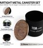 Ardura Black Metal Tea Sugar Small Containers with Wooden Lids Set of 2