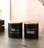 Ardura Black Metal Tea Sugar Small Containers with Wooden Lids Set of 2