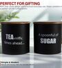 Ardura Black Metal Tea Sugar Small Containers with Wooden Lids Set of 2