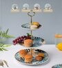 Areca Decal 3 Tier Multicolour Ceramic Appetizer Platter