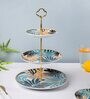 Areca Decal 3 Tier Multicolour Ceramic Appetizer Platter