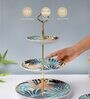 Areca Decal 3 Tier Multicolour Ceramic Appetizer Platter