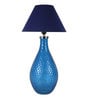 Areum Blue Fabric Shade Table Lamp with Blue Base