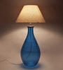 Areum Blue Fabric Shade Table Lamp with Blue Base