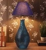 Areum Blue Fabric Shade Table Lamp with Blue Base