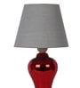 Areum Grey Fabric Shade Table Lamp with Red Base