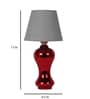 Areum Grey Fabric Shade Table Lamp with Red Base