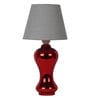 Areum Grey Fabric Shade Table Lamp with Red Base
