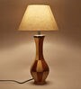 Areum Off White Fabric Shade Table Lamp with Natural Base -