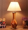 Areum Off White Fabric Shade Table Lamp with Natural Base -