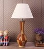 Areum Off White Fabric Shade Table Lamp with Natural Base -
