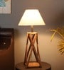 Areum White Fabric Shade Table Lamp With Natural Base -