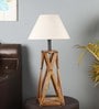Areum White Fabric Shade Table Lamp With Natural Base -