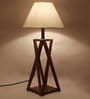 Areum White Fabric Shade Table Lamp With Natural Base -
