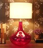 Colstrip White Fabric Shade Night Lamp With Glass Base