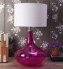 Colstrip White Fabric Shade Night Lamp With Glass Base