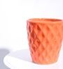 Argyle Shape Orange Ceramic Floor Planter