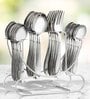 Arias Sysco Silver Stainless Steel (Set of 24) Table Spoon & Fork Set with Stand