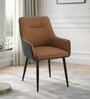 Arica Velvet Fabric Arm Chair In Brown And Grey Color