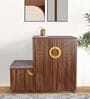 Ariel 23- Pairs 3 Door Shoe Cabinet Walnut Finish With Seating