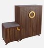 Ariel 23- Pairs 3 Door Shoe Cabinet Walnut Finish With Seating