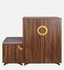 Ariel 23- Pairs 3 Door Shoe Cabinet Walnut Finish With Seating