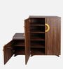 Ariel 23- Pairs 3 Door Shoe Cabinet Walnut Finish With Seating