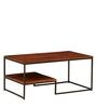 Arikara Solid Wood Coffee Table in Honey Oak Finish with Bronze Frame