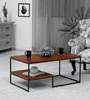 Arikara Solid Wood Coffee Table in Honey Oak Finish with Bronze Frame