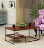 Arikara Solid Wood Coffee Table in Honey Oak Finish with Bronze Frame